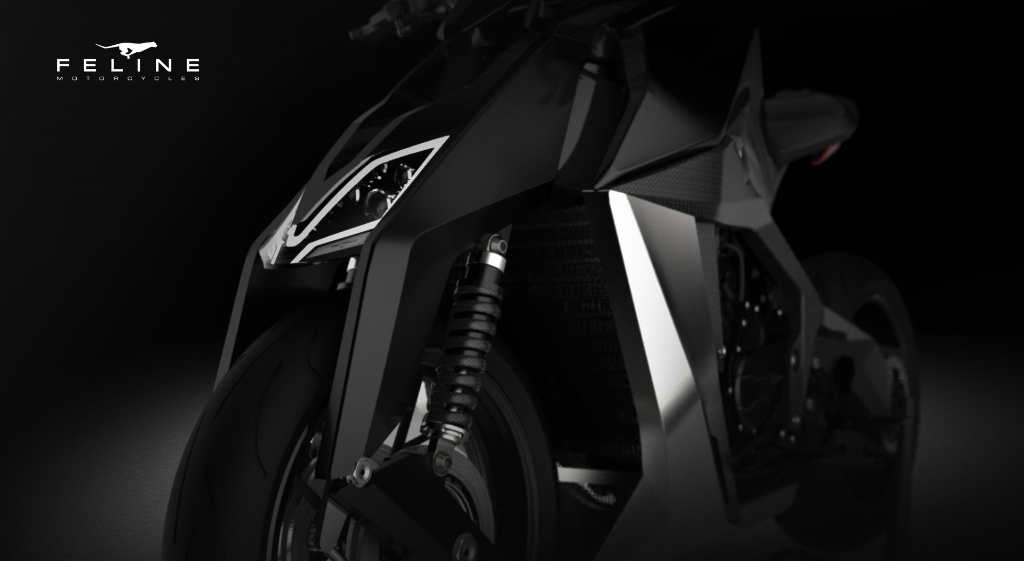 The Feline motorcycle, a luxury concept designed by Yacouba Galle. A high-end sculpture on wheels inspired by aerospace engineering and Swiss watchmaking precision