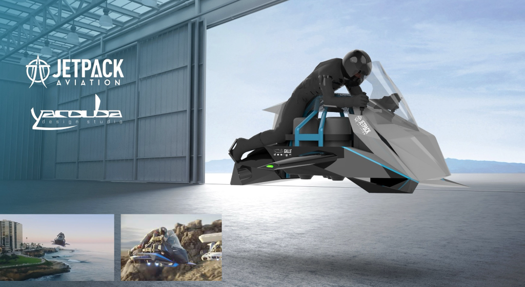 The Speeder, the flying motorcycle designed by Yacouba Galle for Jetpack Aviation. A high-performance hoverbike blending aviation engineering, sculptural design and extreme mobility
