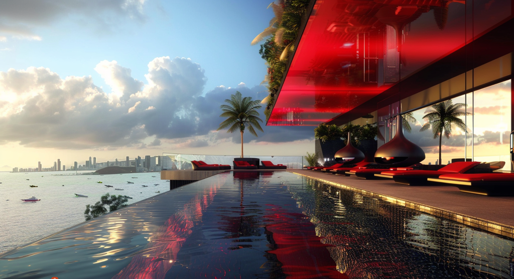 Luxury rooftop infinity pool — hospitality design by Yacouba Galle
