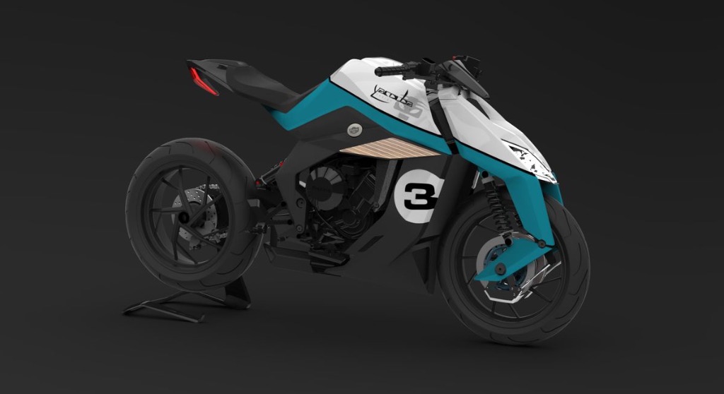 The Feline in its Racing Livery version — a dynamic interpretation of Yacouba Galle’s iconic motorcycle design. This variant features a turquoise-and-white performance palette, sharp geometry and a compact, athletic stance. A fusion of agility, precision and sculptural design
