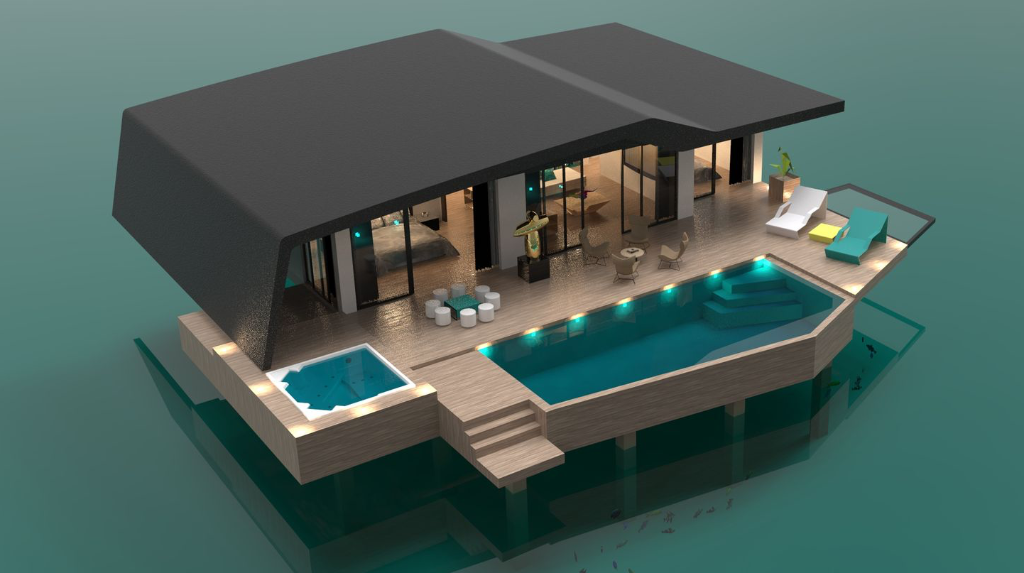 Luxury overwater villa — hospitality design by Yacouba Galle